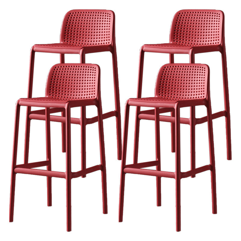 29.9 inch Plastic Contemporary Armless Stool Low Back Bar Stool for Restaurant Red 4 Piece Set Clearhalo 'Bar Furniture' 'Bar Stools' 'bar_stools' 'furn' 'furn_bar_stools' 'furniture_bar_stools' 'Kitchen & Dining Furniture' 'kitchen&dining_furn' 'kitchen' 'kitchen_furn' Furniture' 4692712