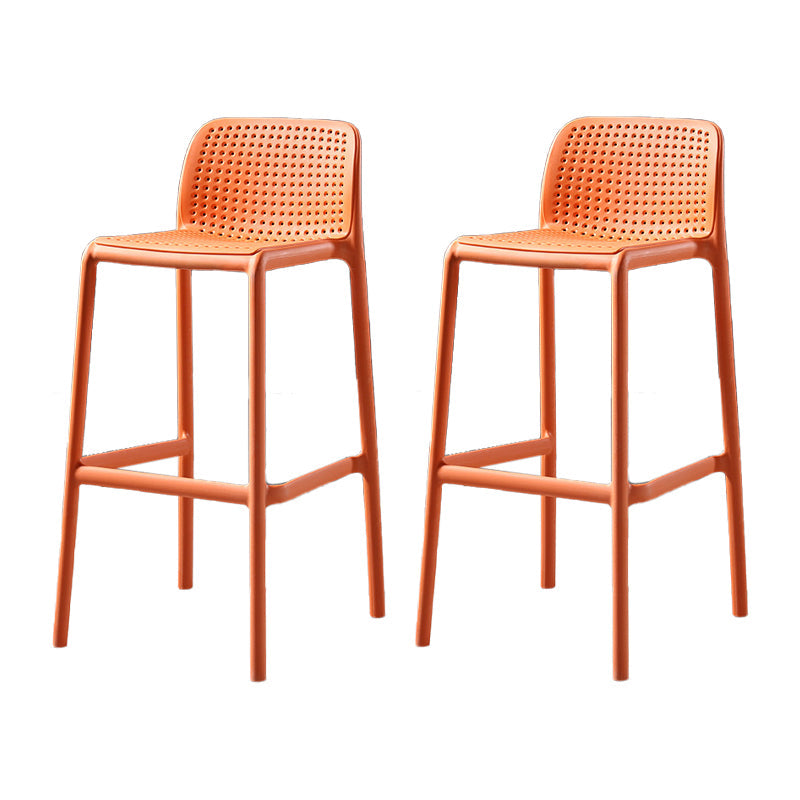 29.9 inch Plastic Contemporary Armless Stool Low Back Bar Stool for Restaurant Orange 2 Piece Set Clearhalo 'Bar Furniture' 'Bar Stools' 'bar_stools' 'furn' 'furn_bar_stools' 'furniture_bar_stools' 'Kitchen & Dining Furniture' 'kitchen&dining_furn' 'kitchen' 'kitchen_furn' Furniture' 4692718
