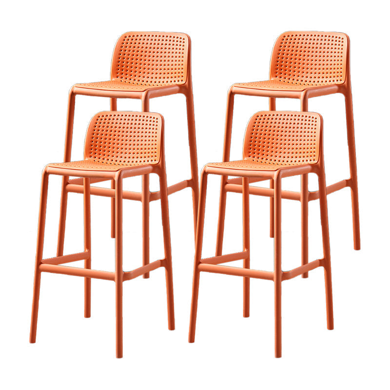 29.9 inch Plastic Contemporary Armless Stool Low Back Bar Stool for Restaurant Orange 4 Piece Set Clearhalo 'Bar Furniture' 'Bar Stools' 'bar_stools' 'furn' 'furn_bar_stools' 'furniture_bar_stools' 'Kitchen & Dining Furniture' 'kitchen&dining_furn' 'kitchen' 'kitchen_furn' Furniture' 4692720
