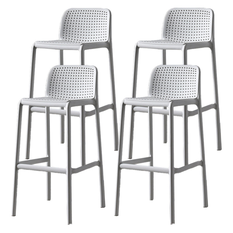 29.9 inch Plastic Contemporary Armless Stool Low Back Bar Stool for Restaurant White 4 Piece Set Clearhalo 'Bar Furniture' 'Bar Stools' 'bar_stools' 'furn' 'furn_bar_stools' 'furniture_bar_stools' 'Kitchen & Dining Furniture' 'kitchen&dining_furn' 'kitchen' 'kitchen_furn' Furniture' 4692728