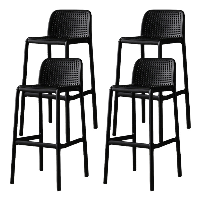 29.9 inch Plastic Contemporary Armless Stool Low Back Bar Stool for Restaurant Black 4 Piece Set Clearhalo 'Bar Furniture' 'Bar Stools' 'bar_stools' 'furn' 'furn_bar_stools' 'furniture_bar_stools' 'Kitchen & Dining Furniture' 'kitchen&dining_furn' 'kitchen' 'kitchen_furn' Furniture' 4692731