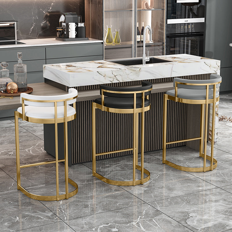 Glam Footrest Low Back Barstool Matte Finish PU Leather Matte Finish Coffee Shop Stool Clearhalo 'Bar Furniture' 'Bar Stools' 'bar_stools' 'furn' 'furn_bar_stools' 'furniture_bar_stools' 'Kitchen & Dining Furniture' 'kitchen&dining_furn' 'kitchen' 'kitchen_furn' Furniture' 4692736