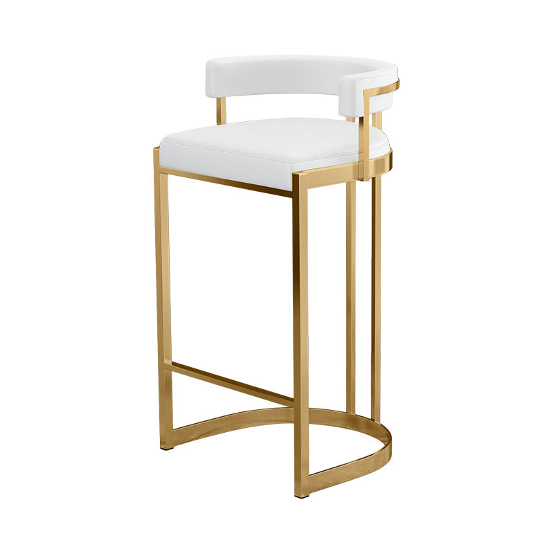 Glam Footrest Low Back Barstool Matte Finish PU Leather Matte Finish Coffee Shop Stool White 1 Piece Bar Stool(30"H) Clearhalo 'Bar Furniture' 'Bar Stools' 'bar_stools' 'furn' 'furn_bar_stools' 'furniture_bar_stools' 'Kitchen & Dining Furniture' 'kitchen&dining_furn' 'kitchen' 'kitchen_furn' Furniture' 4692737