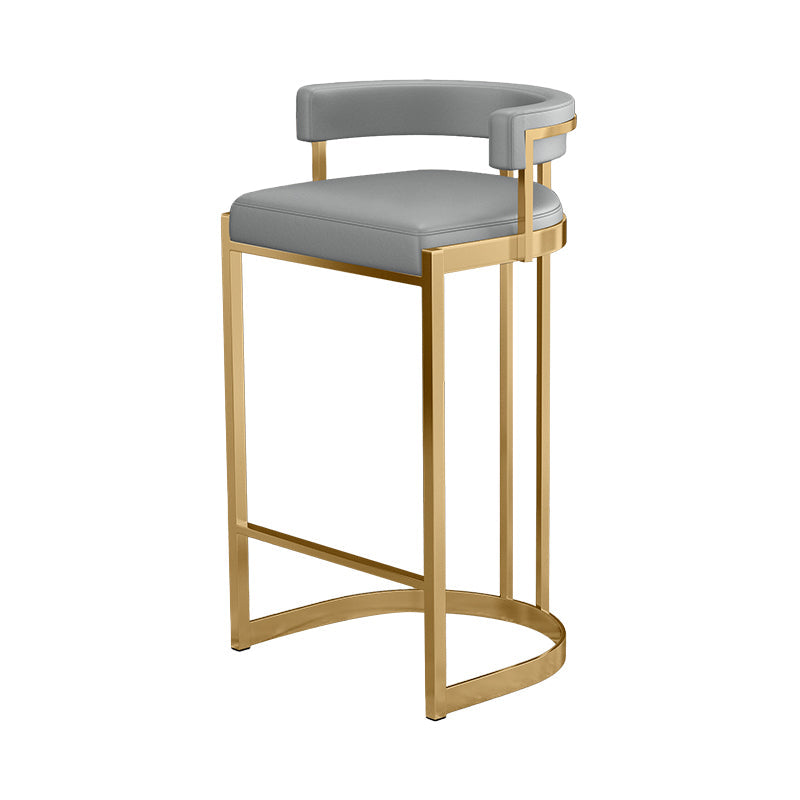 Glam Footrest Low Back Barstool Matte Finish PU Leather Matte Finish Coffee Shop Stool Grey 1 Piece Bar Stool(30"H) Clearhalo 'Bar Furniture' 'Bar Stools' 'bar_stools' 'furn' 'furn_bar_stools' 'furniture_bar_stools' 'Kitchen & Dining Furniture' 'kitchen&dining_furn' 'kitchen' 'kitchen_furn' Furniture' 4692744