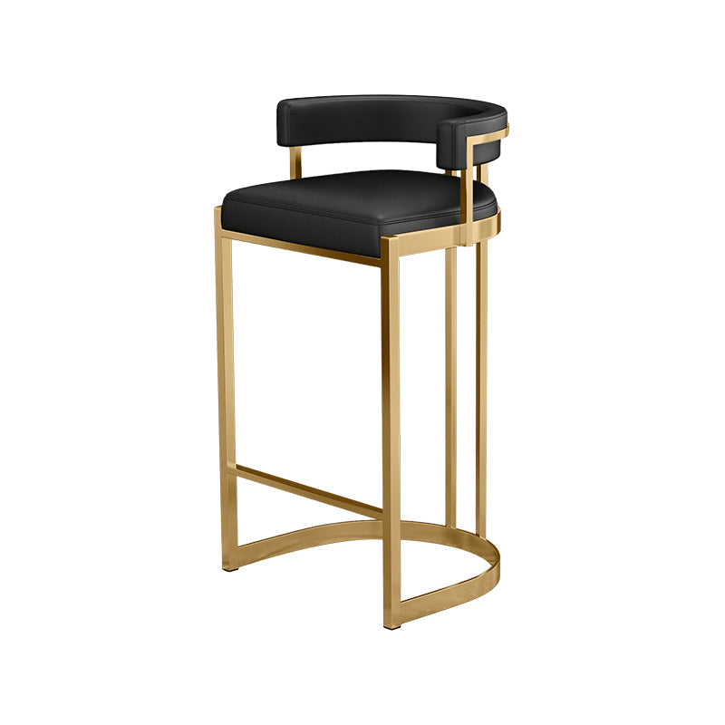 Glam Footrest Low Back Barstool Matte Finish PU Leather Matte Finish Coffee Shop Stool Black 1 Piece Counter Stool(26"H) Clearhalo 'Bar Furniture' 'Bar Stools' 'bar_stools' 'furn' 'furn_bar_stools' 'furniture_bar_stools' 'Kitchen & Dining Furniture' 'kitchen&dining_furn' 'kitchen' 'kitchen_furn' Furniture' 4692746