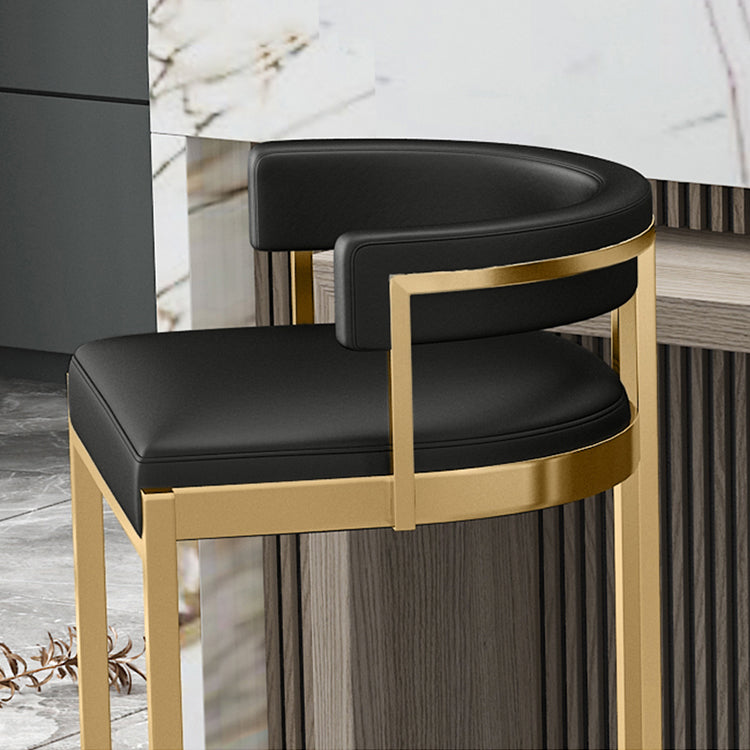 Glam Footrest Low Back Barstool Matte Finish PU Leather Matte Finish Coffee Shop Stool Clearhalo 'Bar Furniture' 'Bar Stools' 'bar_stools' 'furn' 'furn_bar_stools' 'furniture_bar_stools' 'Kitchen & Dining Furniture' 'kitchen&dining_furn' 'kitchen' 'kitchen_furn' Furniture' 4692747