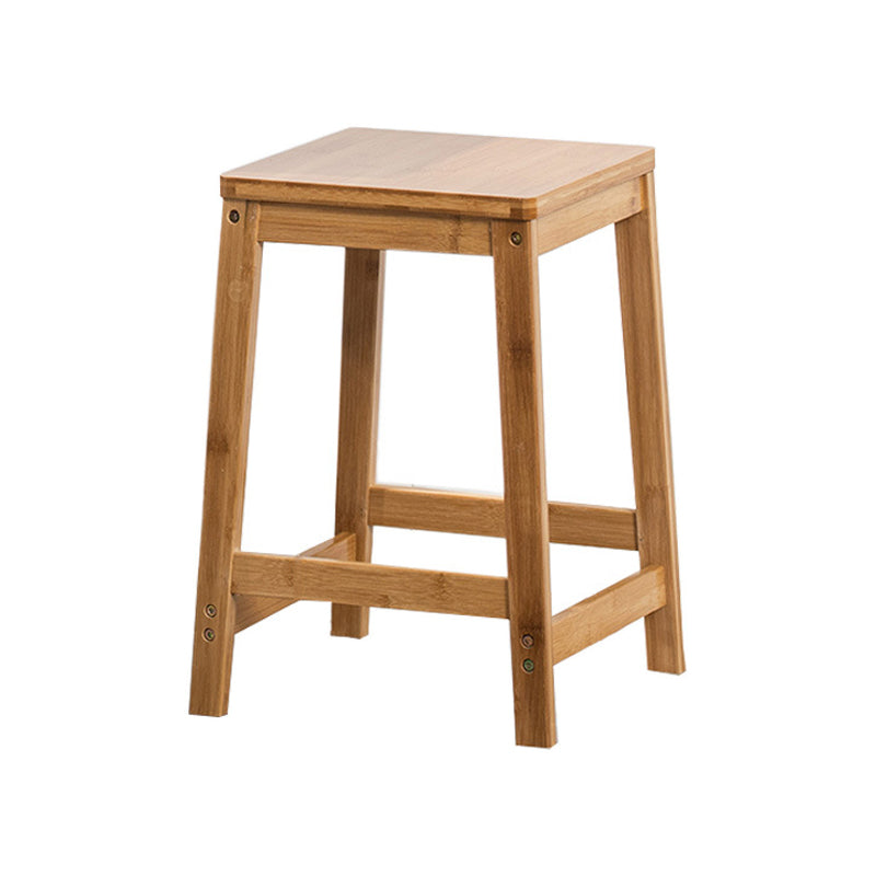 Modern Backless Bar-stool Square Counter Bar Stool with Wooden Legs Wood 1 Piece Short Stool(18"H) Clearhalo 'Bar Furniture' 'Bar Stools' 'bar_stools' 'furn' 'furn_bar_stools' 'furniture_bar_stools' 'Kitchen & Dining Furniture' 'kitchen&dining_furn' 'kitchen' 'kitchen_furn' Furniture' 4692757