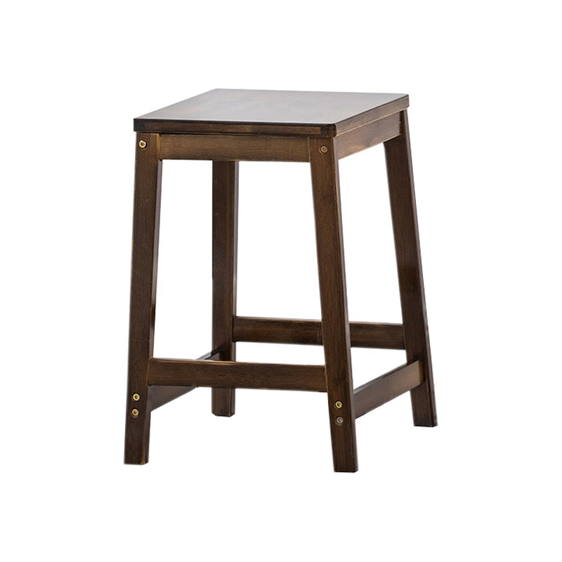 Modern Backless Bar-stool Square Counter Bar Stool with Wooden Legs Walnut 1 Piece Short Stool(18"H) Clearhalo 'Bar Furniture' 'Bar Stools' 'bar_stools' 'furn' 'furn_bar_stools' 'furniture_bar_stools' 'Kitchen & Dining Furniture' 'kitchen&dining_furn' 'kitchen' 'kitchen_furn' Furniture' 4692763