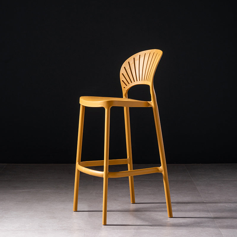 Plastic Contemporary Kitchen Dining Room Armless Stool Full Back Bar Stool Yellow 1 Piece Clearhalo 'Bar Furniture' 'Bar Stools' 'bar_stools' 'furn' 'furn_bar_stools' 'furniture_bar_stools' 'Kitchen & Dining Furniture' 'kitchen&dining_furn' 'kitchen' 'kitchen_furn' Furniture' 4692819
