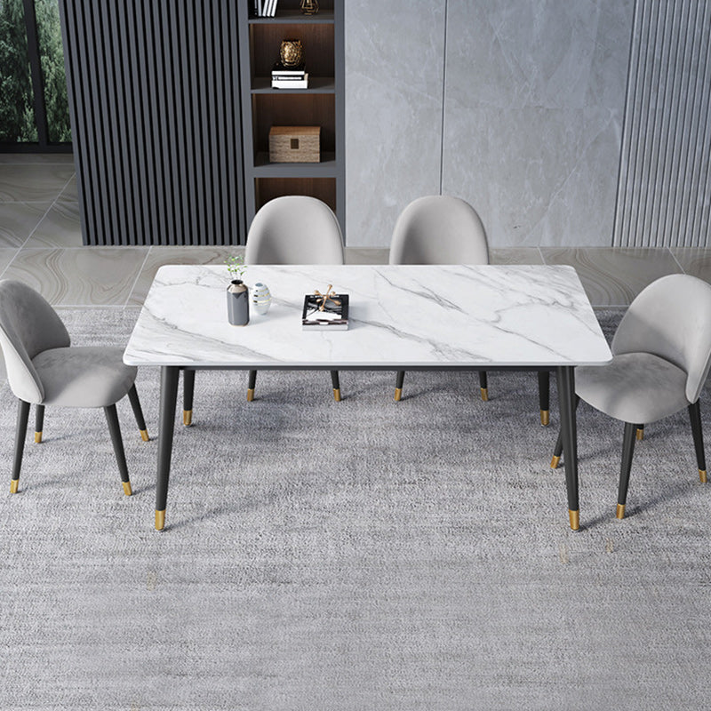 Glam Style 1/2/3/5/7 Pieces Dining Set White-gold Table Kitchen Set for Dining Room 5 Pieces: Table, 4 Grey Chairs Clearhalo 'Dining Room Sets' 'Dining Tables & Seating' 'dining_room_set' 'furn' 'furn_dining_room_set' 'Furniture' 'furniture_dining_room_set' 'Kitchen & Dining Furniture' 'kitchen&dining_furn' 'kitchen' 4692857