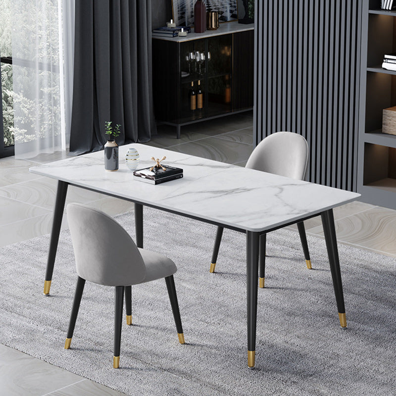 Glam Style 1/2/3/5/7 Pieces Dining Set White-gold Table Kitchen Set for Dining Room 3 Pieces: Table, 2 Grey Chairs Clearhalo 'Dining Room Sets' 'Dining Tables & Seating' 'dining_room_set' 'furn' 'furn_dining_room_set' 'Furniture' 'furniture_dining_room_set' 'Kitchen & Dining Furniture' 'kitchen&dining_furn' 'kitchen' 4692864