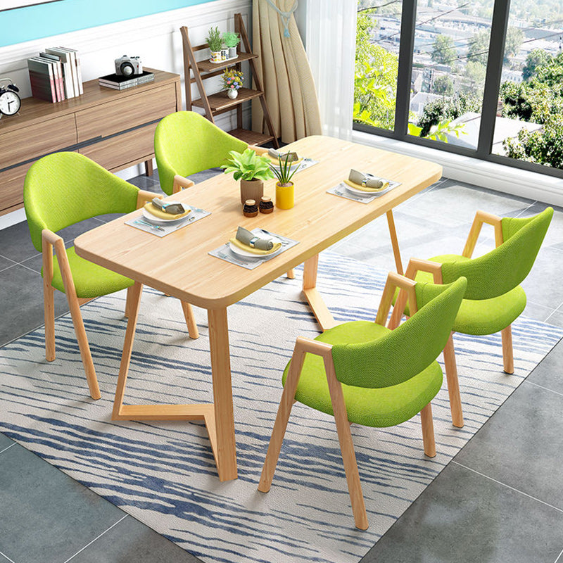 Modern 1/2/5 Pieces Dining Set Rectangle Wood Dining Table Set for Dining Room 5 Pieces: Table, 4 Green Chairs Clearhalo 'Dining Room Sets' 'Dining Tables & Seating' 'dining_room_set' 'furn' 'furn_dining_room_set' 'Furniture' 'furniture_dining_room_set' 'Kitchen & Dining Furniture' 'kitchen&dining_furn' 'kitchen' 4692880