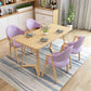 Modern 1/2/5 Pieces Dining Set Rectangle Wood Dining Table Set for Dining Room 5 Pieces: Table, 4 Pink Chairs Clearhalo 'Dining Room Sets' 'Dining Tables & Seating' 'dining_room_set' 'furn' 'furn_dining_room_set' 'Furniture' 'furniture_dining_room_set' 'Kitchen & Dining Furniture' 'kitchen&dining_furn' 'kitchen' 4692882