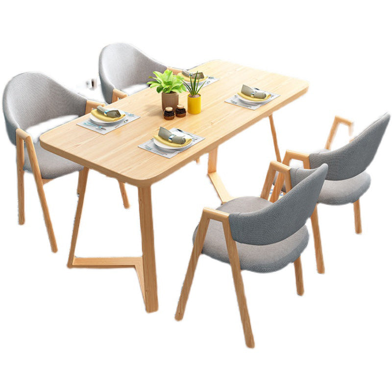 Modern 1/2/5 Pieces Dining Set Rectangle Wood Dining Table Set for Dining Room Clearhalo 'Dining Room Sets' 'Dining Tables & Seating' 'dining_room_set' 'furn' 'furn_dining_room_set' 'Furniture' 'furniture_dining_room_set' 'Kitchen & Dining Furniture' 'kitchen&dining_furn' 'kitchen' 4692883