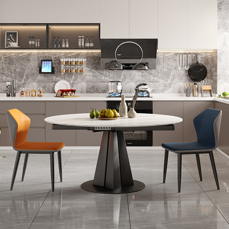 Modern 1/3/4/5/7 Pieces Round Dining Table Set with Sintered Stone Dinette Set 3 Pieces: Table, 2 Chairs Clearhalo 'Dining Room Sets' 'Dining Tables & Seating' 'dining_room_set' 'furn' 'furn_dining_room_set' 'Furniture' 'furniture_dining_room_set' 'Kitchen & Dining Furniture' 'kitchen&dining_furn' 'kitchen' 4692930