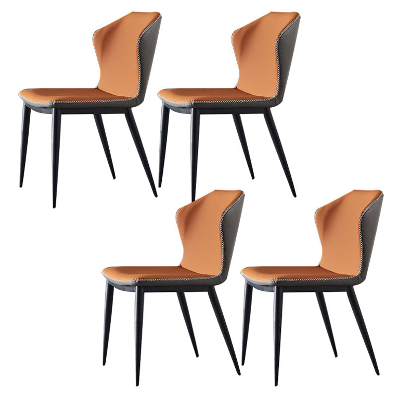 Modern 1/3/4/5/7 Pieces Round Dining Table Set with Sintered Stone Dinette Set 4 Orange Chairs Clearhalo 'Dining Room Sets' 'Dining Tables & Seating' 'dining_room_set' 'furn' 'furn_dining_room_set' 'Furniture' 'furniture_dining_room_set' 'Kitchen & Dining Furniture' 'kitchen&dining_furn' 'kitchen' 4692936