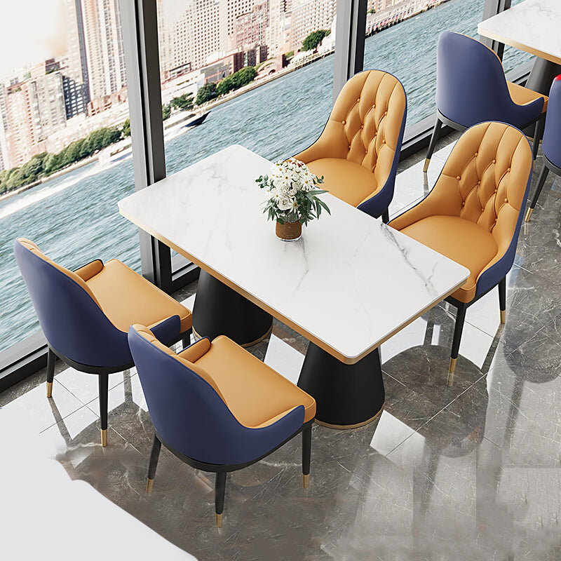 Leather Upholstered Chair Set Scandinavian 1/2/5 Pieces White Dining Table and Chairs Clearhalo 'Dining Room Sets' 'Dining Tables & Seating' 'dining_room_set' 'furn' 'furn_dining_room_set' 'Furniture' 'furniture_dining_room_set' 'Kitchen & Dining Furniture' 'kitchen&dining_furn' 'kitchen' 4692965