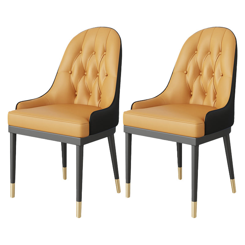 Leather Upholstered Chair Set Scandinavian 1/2/5 Pieces White Dining Table and Chairs 2 Orange-Black Chairs Clearhalo 'Dining Room Sets' 'Dining Tables & Seating' 'dining_room_set' 'furn' 'furn_dining_room_set' 'Furniture' 'furniture_dining_room_set' 'Kitchen & Dining Furniture' 'kitchen&dining_furn' 'kitchen' 4692969