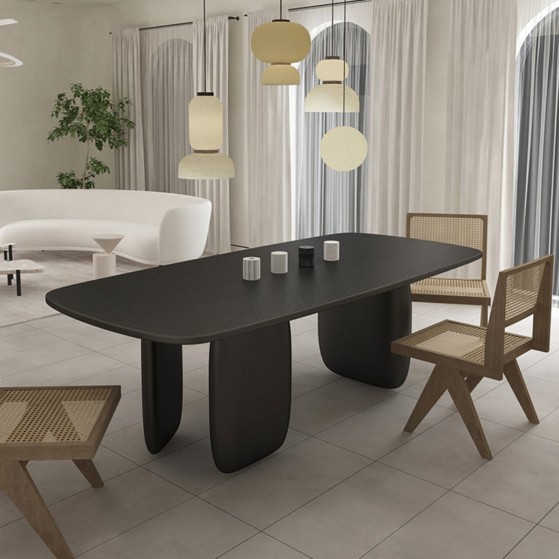 Modern 1/2/4/5 Pieces Rectangle Dining Set Solid Wood Black Dining Table with Chairs 4 Pieces: Table, 3 Chairs Clearhalo 'Dining Room Sets' 'Dining Tables & Seating' 'dining_room_set' 'furn' 'furn_dining_room_set' 'Furniture' 'furniture_dining_room_set' 'Kitchen & Dining Furniture' 'kitchen&dining_furn' 'kitchen' 4692988