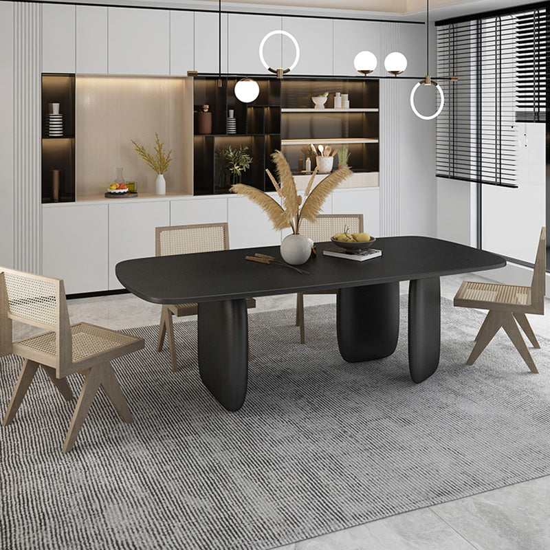 Modern 1/2/4/5 Pieces Rectangle Dining Set Solid Wood Black Dining Table with Chairs Clearhalo 'Dining Room Sets' 'Dining Tables & Seating' 'dining_room_set' 'furn' 'furn_dining_room_set' 'Furniture' 'furniture_dining_room_set' 'Kitchen & Dining Furniture' 'kitchen&dining_furn' 'kitchen' 4692989