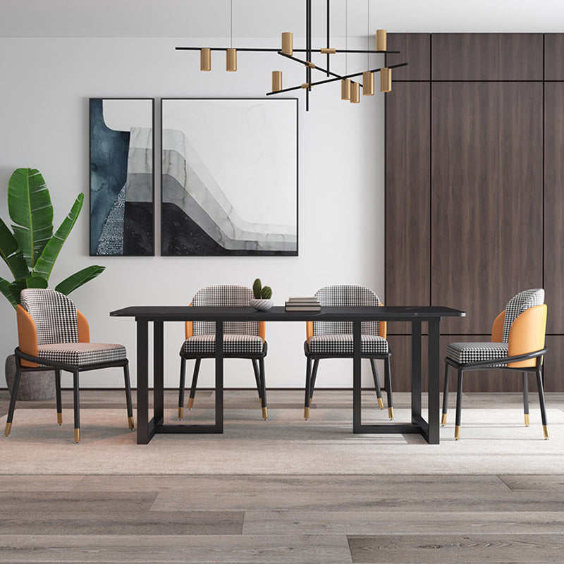 1/2/5/7 Pcs Dining Chairs Set Black Sintered Stone Dining Set with Double Pedestal Base Clearhalo 'Dining Room Sets' 'Dining Tables & Seating' 'dining_room_set' 'furn' 'furn_dining_room_set' 'Furniture' 'furniture_dining_room_set' 'Kitchen & Dining Furniture' 'kitchen&dining_furn' 'kitchen' 4693019