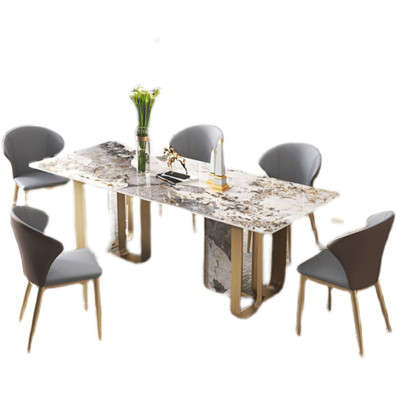 Scandinavian Style 1/3/4/5/6/7/8/9 Pieces Furniture Rectangle Sintered Stone Dining Set 6 Pieces: Table, 5 Chairs Clearhalo 'Dining Room Sets' 'Dining Tables & Seating' 'dining_room_set' 'furn' 'furn_dining_room_set' 'Furniture' 'furniture_dining_room_set' 'Kitchen & Dining Furniture' 'kitchen&dining_furn' 'kitchen' 4693056