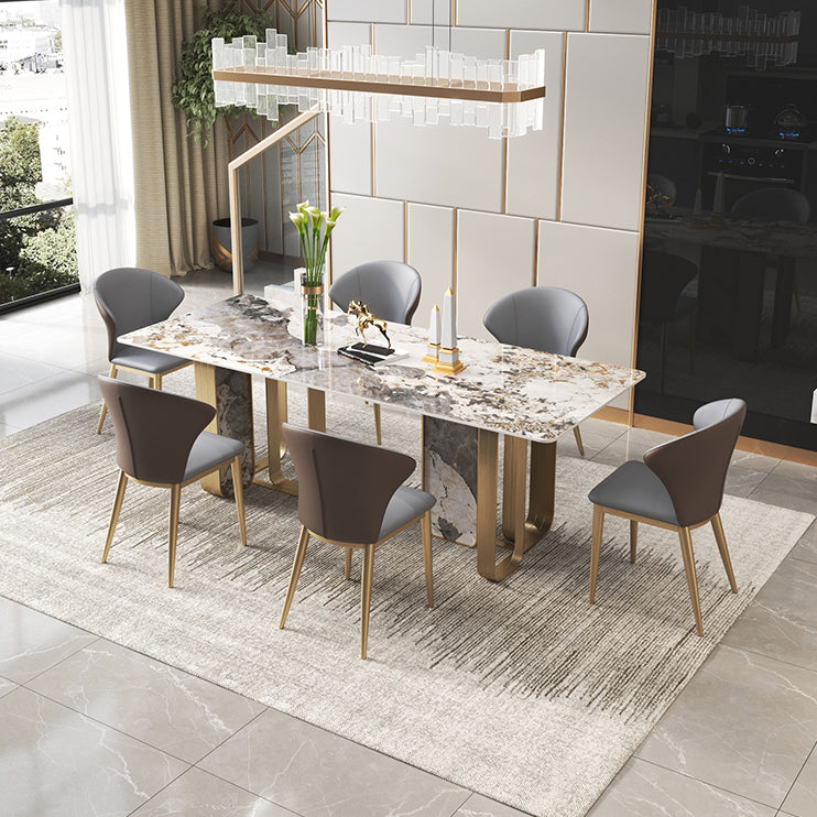 Scandinavian Style 1/3/4/5/6/7/8/9 Pieces Furniture Rectangle Sintered Stone Dining Set 7 Pieces: Table, 6 Chairs Clearhalo 'Dining Room Sets' 'Dining Tables & Seating' 'dining_room_set' 'furn' 'furn_dining_room_set' 'Furniture' 'furniture_dining_room_set' 'Kitchen & Dining Furniture' 'kitchen&dining_furn' 'kitchen' 4693065
