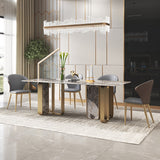 Scandinavian Style 1/3/4/5/6/7/8/9 Pieces Furniture Rectangle Sintered Stone Dining Set Clearhalo 'Dining Room Sets' 'Dining Tables & Seating' 'dining_room_set' 'furn' 'furn_dining_room_set' 'Furniture' 'furniture_dining_room_set' 'Kitchen & Dining Furniture' 'kitchen&dining_furn' 'kitchen' 4693066