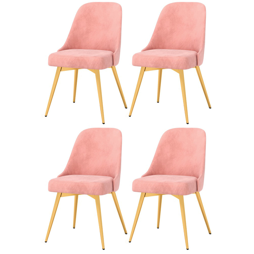 Glam Style 1/4/5 Pieces Dining Set White-gold Table Kitchen Set for Dining Room 4 Pink Chairs Clearhalo 'Dining Room Sets' 'Dining Tables & Seating' 'dining_room_set' 'furn' 'furn_dining_room_set' 'Furniture' 'furniture_dining_room_set' 'Kitchen & Dining Furniture' 'kitchen&dining_furn' 'kitchen' 4693094