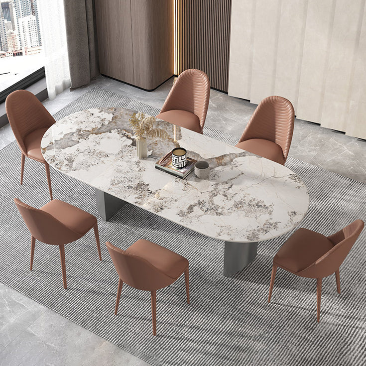 Minimalist Design 1/4/5/7 Pieces Furniture Oval Sintered Stone Top Dining Room Table Set Clearhalo 'Dining Room Sets' 'Dining Tables & Seating' 'dining_room_set' 'furn' 'furn_dining_room_set' 'Furniture' 'furniture_dining_room_set' 'Kitchen & Dining Furniture' 'kitchen&dining_furn' 'kitchen' 4693110