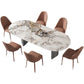 Minimalist Design 1/4/5/7 Pieces Furniture Oval Sintered Stone Top Dining Room Table Set 7 Pieces: Table, 6 Chairs Clearhalo 'Dining Room Sets' 'Dining Tables & Seating' 'dining_room_set' 'furn' 'furn_dining_room_set' 'Furniture' 'furniture_dining_room_set' 'Kitchen & Dining Furniture' 'kitchen&dining_furn' 'kitchen' 4693116