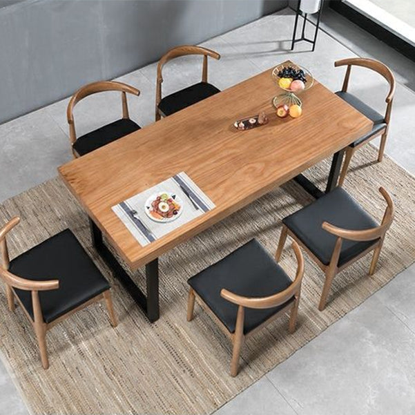 Industrial 1/2/5/7 Pieces Rectangle Dining Set Solid Wood Dining Table with Chairs Clearhalo 'Dining Room Sets' 'Dining Tables & Seating' 'dining_room_set' 'furn' 'furn_dining_room_set' 'Furniture' 'furniture_dining_room_set' 'Kitchen & Dining Furniture' 'kitchen&dining_furn' 'kitchen' 4693137