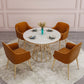 Glam 1/5 Pieces Dining Set Sintered Stone Dining Table Set for Dining Areas 5 Pieces: Table, 4 Orange Chairs Clearhalo 'Dining Room Sets' 'Dining Tables & Seating' 'dining_room_set' 'furn' 'furn_dining_room_set' 'Furniture' 'furniture_dining_room_set' 'Kitchen & Dining Furniture' 'kitchen&dining_furn' 'kitchen' 4693248