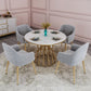 Glam 1/5 Pieces Dining Set Sintered Stone Dining Table Set for Dining Areas 5 Pieces: Table, 4 Grey Chairs Clearhalo 'Dining Room Sets' 'Dining Tables & Seating' 'dining_room_set' 'furn' 'furn_dining_room_set' 'Furniture' 'furniture_dining_room_set' 'Kitchen & Dining Furniture' 'kitchen&dining_furn' 'kitchen' 4693251