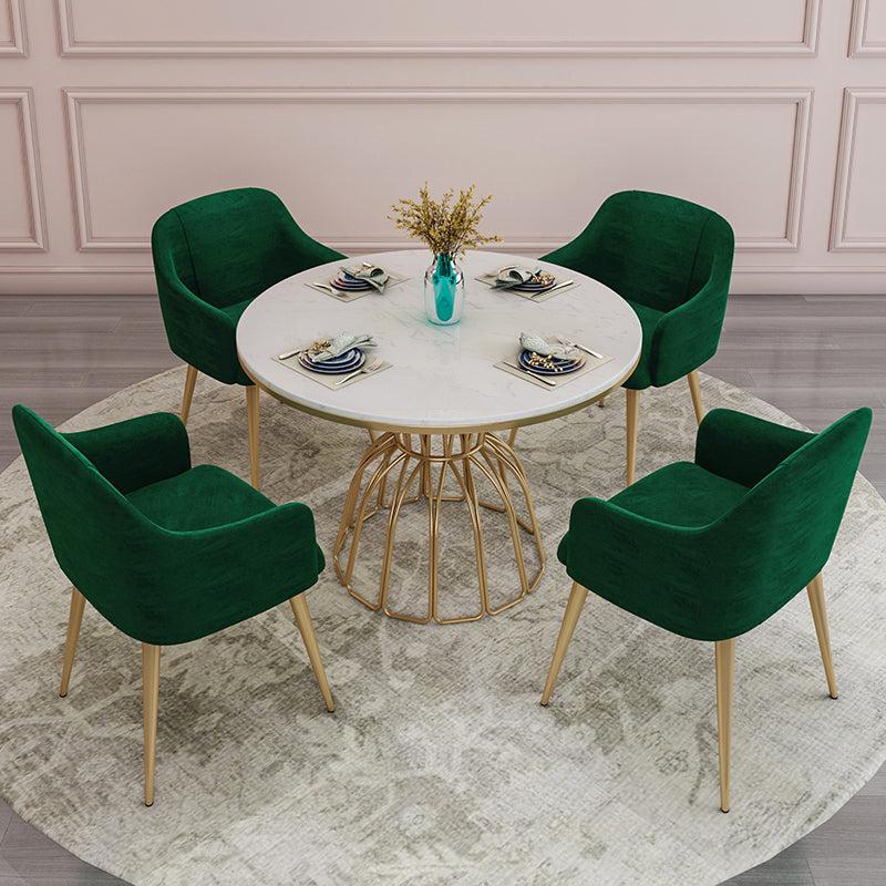 Glam 1/5 Pieces Dining Set Sintered Stone Dining Table Set for Dining Areas 5 Pieces: Table, 4 Green Chairs Clearhalo 'Dining Room Sets' 'Dining Tables & Seating' 'dining_room_set' 'furn' 'furn_dining_room_set' 'Furniture' 'furniture_dining_room_set' 'Kitchen & Dining Furniture' 'kitchen&dining_furn' 'kitchen' 4693253