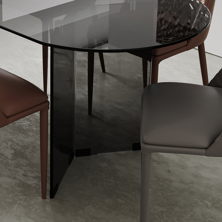 Glass Contemporary Oval Dining Table Clear Glass Top Table with Double Pedestal Clearhalo ' dining_table' 'Dining Tables & Seating' 'Dining Tables' 'furn' 'furn_dining_table' 'Furniture' 'furniture_dining_table' 'Kitchen & Dining Furniture' 'kitchen&dining_furn' 'kitchen' 'kitchen_dining_table' 4693290