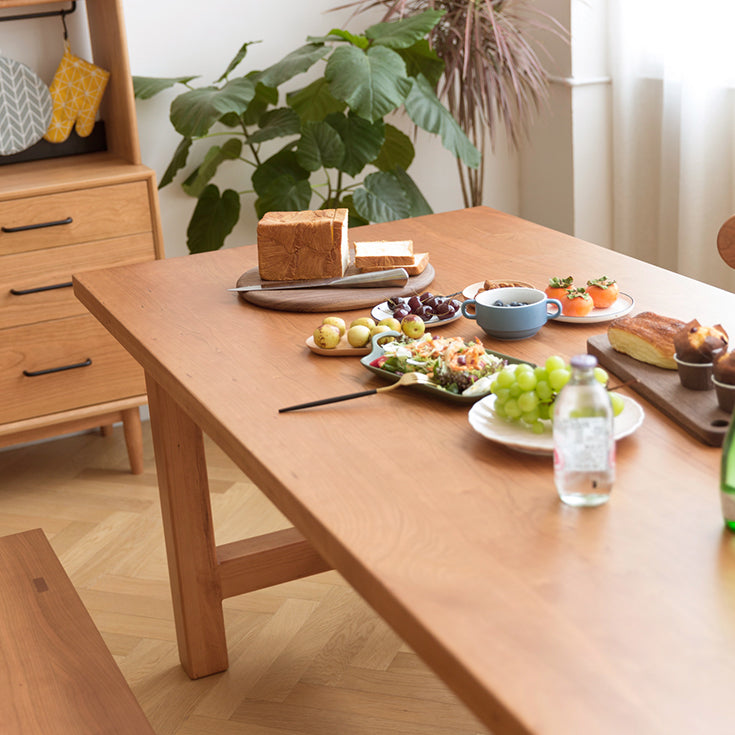 Solid Pine Wood Dining Table Modern Rectangle Table with Trestle Base Clearhalo ' dining_table' 'Dining Tables & Seating' 'Dining Tables' 'furn' 'furn_dining_table' 'Furniture' 'furniture_dining_table' 'Kitchen & Dining Furniture' 'kitchen&dining_furn' 'kitchen' 'kitchen_dining_table' 4693298