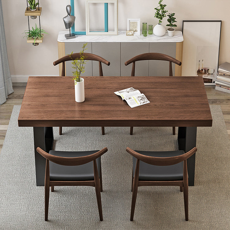 Industrial Wood Dining Table Rectangle Brown Dining Table with Black Frame 55.1"L x 27.6"W x 29.5"H Without Chairs Clearhalo ' dining_table' 'Dining Tables & Seating' 'Dining Tables' 'furn' 'furn_dining_table' 'Furniture' 'furniture_dining_table' 'Kitchen & Dining Furniture' 'kitchen&dining_furn' 'kitchen' 'kitchen_dining_table' 4693360