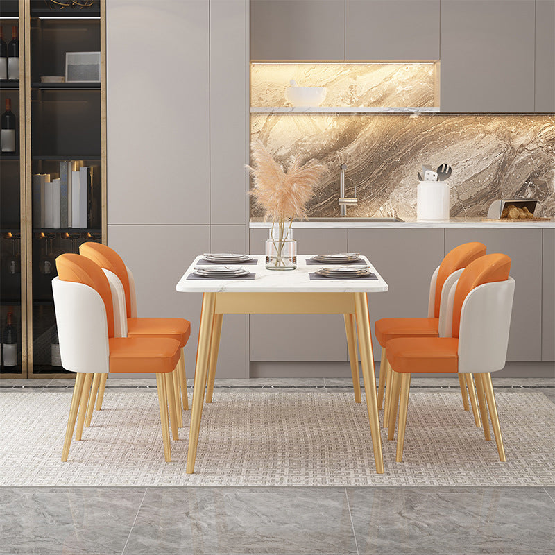 Traditional Luxury Dining Table Sintered Stone Dining Table with Metal Base Gold 63"L x 31.5"W x 29.5"H Without Chairs Clearhalo ' dining_table' 'Dining Tables & Seating' 'Dining Tables' 'furn' 'furn_dining_table' 'Furniture' 'furniture_dining_table' 'Kitchen & Dining Furniture' 'kitchen&dining_furn' 'kitchen' 'kitchen_dining_table' 4693376
