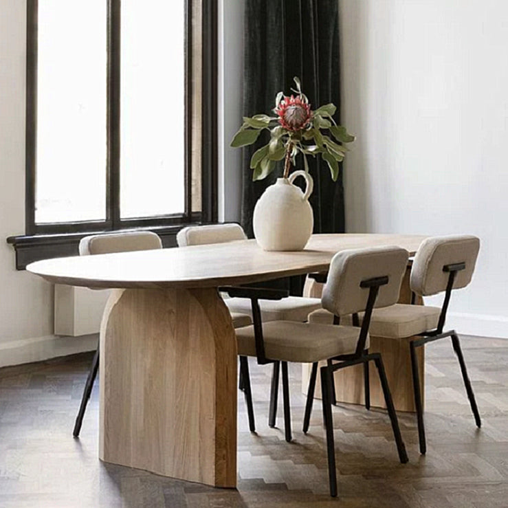Oval Solid Pinewood Dining Table Simplicity Double Pedestal Table for Dining Room 70.9"L x 31.5"W x 29.5"H Without Chairs Clearhalo ' dining_table' 'Dining Tables & Seating' 'Dining Tables' 'furn' 'furn_dining_table' 'Furniture' 'furniture_dining_table' 'Kitchen & Dining Furniture' 'kitchen&dining_furn' 'kitchen' 'kitchen_dining_table' 4693389