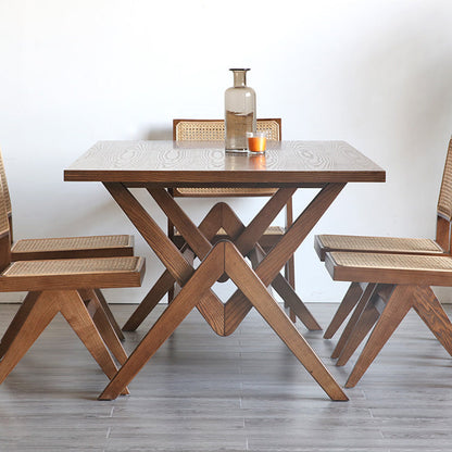 Rectangle Pine Wood Table with Trestle Base Modern Dining Table for Restaurant 55.1"L x 27.6"W x 29.5"H Without Chairs Clearhalo ' dining_table' 'Dining Tables & Seating' 'Dining Tables' 'furn' 'furn_dining_table' 'Furniture' 'furniture_dining_table' 'Kitchen & Dining Furniture' 'kitchen&dining_furn' 'kitchen' 'kitchen_dining_table' 4693417