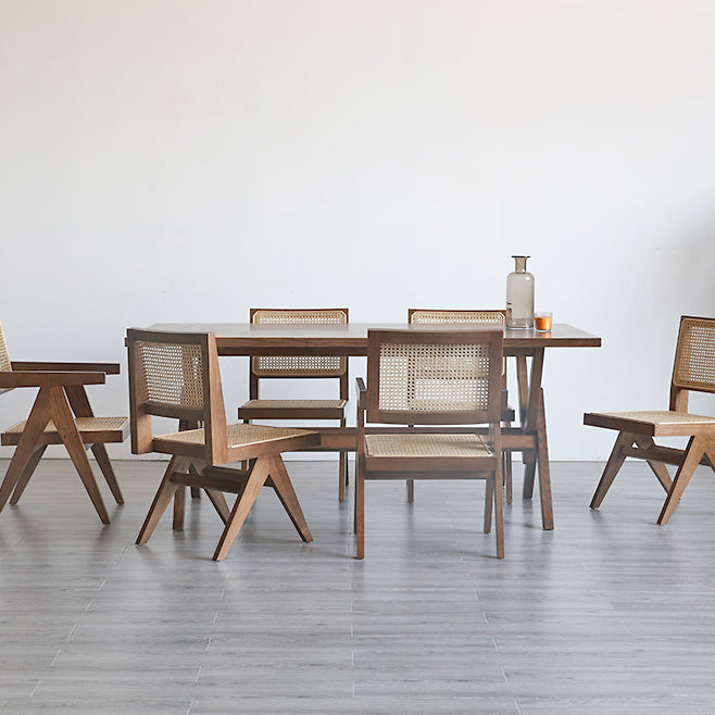Rectangle Pine Wood Table with Trestle Base Modern Dining Table for Restaurant Clearhalo ' dining_table' 'Dining Tables & Seating' 'Dining Tables' 'furn' 'furn_dining_table' 'Furniture' 'furniture_dining_table' 'Kitchen & Dining Furniture' 'kitchen&dining_furn' 'kitchen' 'kitchen_dining_table' 4693423
