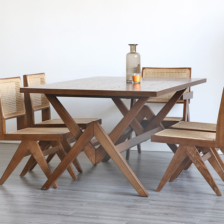 Rectangle Pine Wood Table with Trestle Base Modern Dining Table for Restaurant Clearhalo ' dining_table' 'Dining Tables & Seating' 'Dining Tables' 'furn' 'furn_dining_table' 'Furniture' 'furniture_dining_table' 'Kitchen & Dining Furniture' 'kitchen&dining_furn' 'kitchen' 'kitchen_dining_table' 4693424