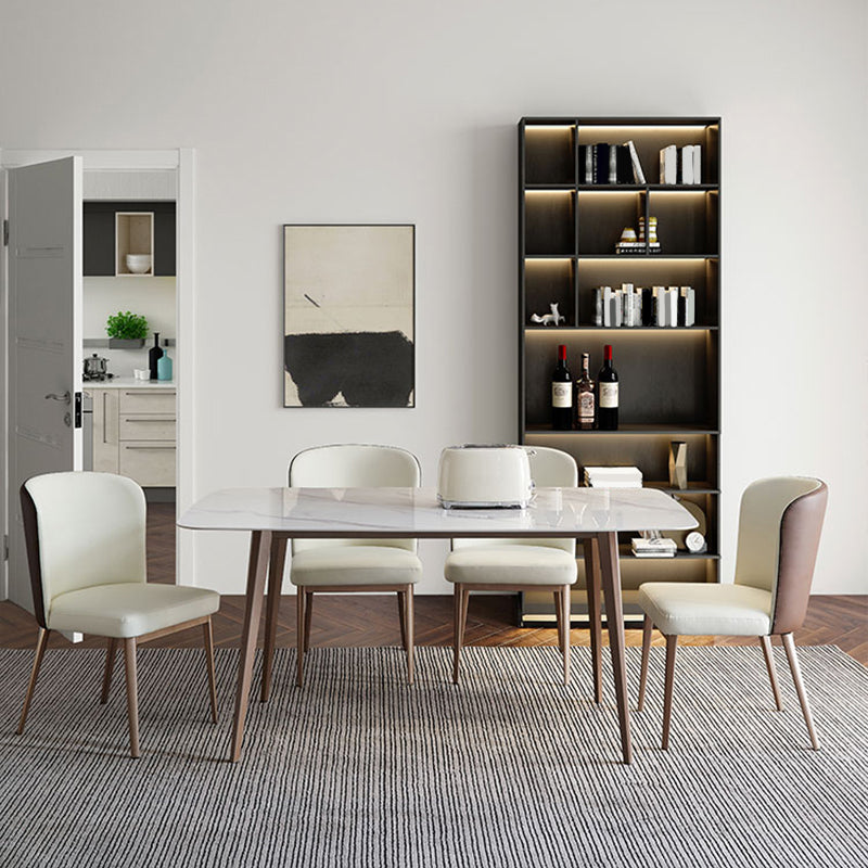 Modern Stone Rectangle Dining Table Home Kitchen Dinner Tripod Base Dining Table White 55.1"L x 31.5"W x 29.5"H Without Chairs Clearhalo ' dining_table' 'Dining Tables & Seating' 'Dining Tables' 'furn' 'furn_dining_table' 'Furniture' 'furniture_dining_table' 'Kitchen & Dining Furniture' 'kitchen&dining_furn' 'kitchen' 'kitchen_dining_table' 4693495