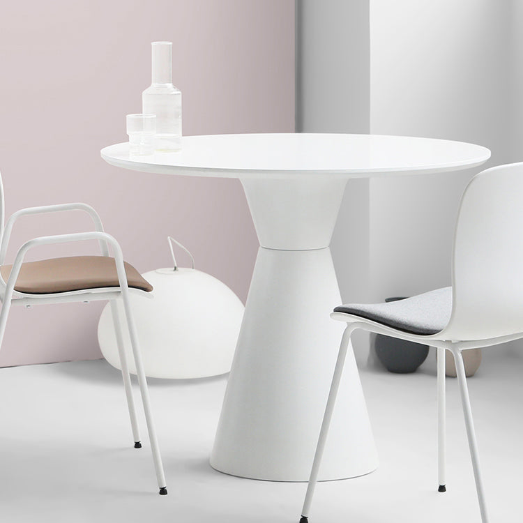 Modern Tulip Base Dining Table Wood and Steel Round Dinette Table for Dining Room White 39.4"L x 39.4"W x 28.3"H Without Chairs Clearhalo ' dining_table' 'Dining Tables & Seating' 'Dining Tables' 'furn' 'furn_dining_table' 'Furniture' 'furniture_dining_table' 'Kitchen & Dining Furniture' 'kitchen&dining_furn' 'kitchen' 'kitchen_dining_table' 4693513