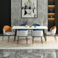 Stone Dining Table Contemporary Dining Table with 4 Black Legs White 70.9"L x 35.4"W x 29.5"H Without Chairs Clearhalo ' dining_table' 'Dining Tables & Seating' 'Dining Tables' 'furn' 'furn_dining_table' 'Furniture' 'furniture_dining_table' 'Kitchen & Dining Furniture' 'kitchen&dining_furn' 'kitchen' 'kitchen_dining_table' 4693531