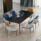 Stone Dining Table Contemporary Dining Table with 4 Black Legs Black 51.2"L x 27.6"W x 29.5"H Without Chairs Clearhalo ' dining_table' 'Dining Tables & Seating' 'Dining Tables' 'furn' 'furn_dining_table' 'Furniture' 'furniture_dining_table' 'Kitchen & Dining Furniture' 'kitchen&dining_furn' 'kitchen' 'kitchen_dining_table' 4693532