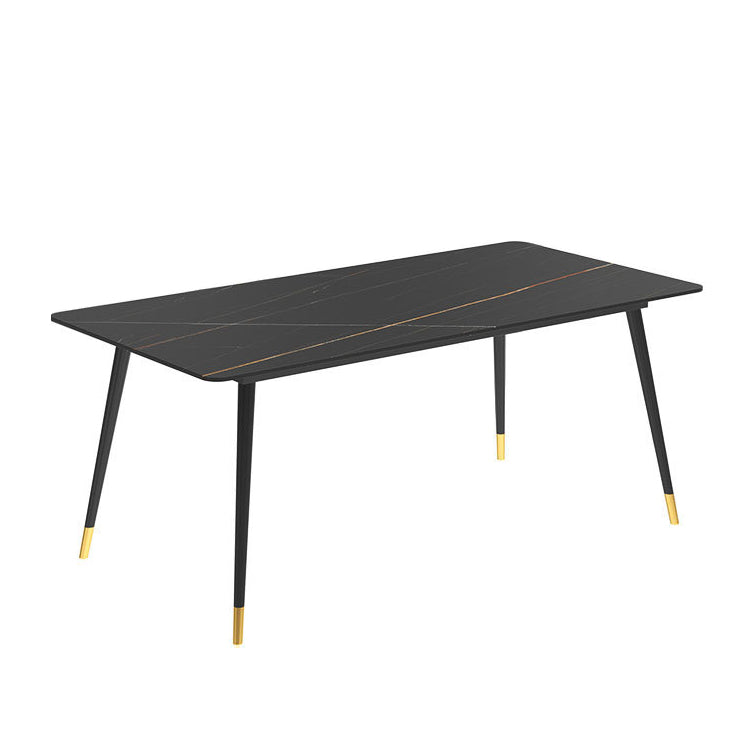 Stone Dining Table Contemporary Dining Table with 4 Black Legs Black Without Chairs Clearhalo ' dining_table' 'Dining Tables & Seating' 'Dining Tables' 'furn' 'furn_dining_table' 'Furniture' 'furniture_dining_table' 'Kitchen & Dining Furniture' 'kitchen&dining_furn' 'kitchen' 'kitchen_dining_table' 4693534
