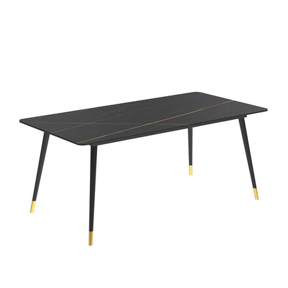 Stone Dining Table Contemporary Dining Table with 4 Black Legs Black Without Chairs Clearhalo ' dining_table' 'Dining Tables & Seating' 'Dining Tables' 'furn' 'furn_dining_table' 'Furniture' 'furniture_dining_table' 'Kitchen & Dining Furniture' 'kitchen&dining_furn' 'kitchen' 'kitchen_dining_table' 4693534