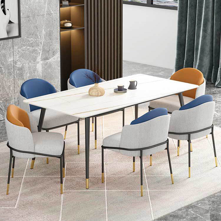 Stone Dining Table Contemporary Dining Table with 4 Black Legs Clearhalo ' dining_table' 'Dining Tables & Seating' 'Dining Tables' 'furn' 'furn_dining_table' 'Furniture' 'furniture_dining_table' 'Kitchen & Dining Furniture' 'kitchen&dining_furn' 'kitchen' 'kitchen_dining_table' 4693540
